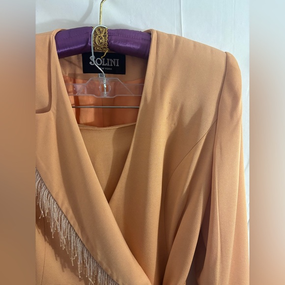 VTG Solini New York Peach Western Beaded Fringe Blazer/Skirt Set Size 10 - Picture 11 of 16